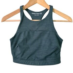 Outdoor Voices Move Free Crop Top XS Green Longline High Neck Sports Bra
